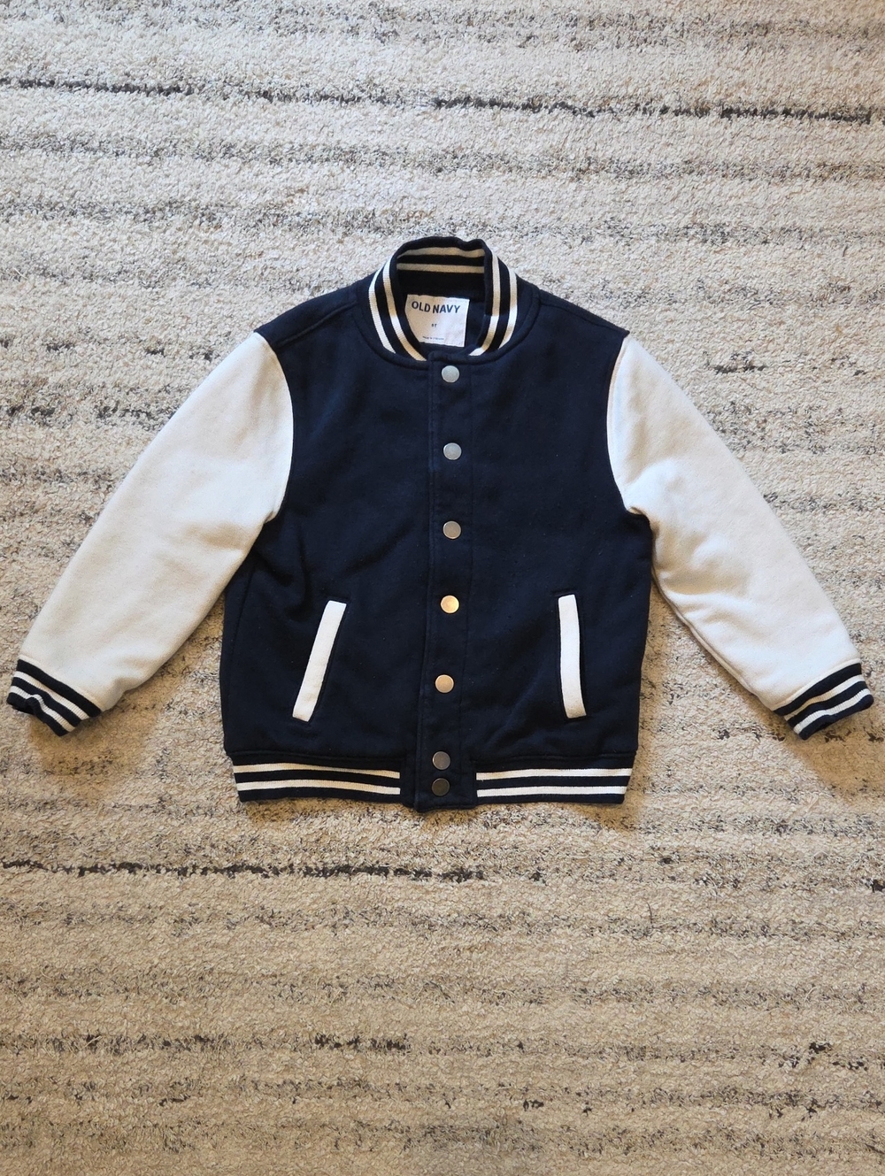 Old Navy Navy and White Kids Varsity Jacket